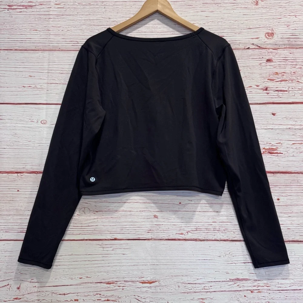 Lululemon Wunder Train Cropped Long Sleeve in Black Sz 14